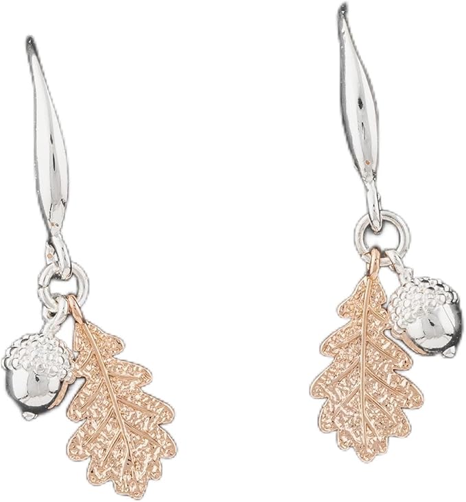 Back to Nature two tone Acorn Oak plated earrings