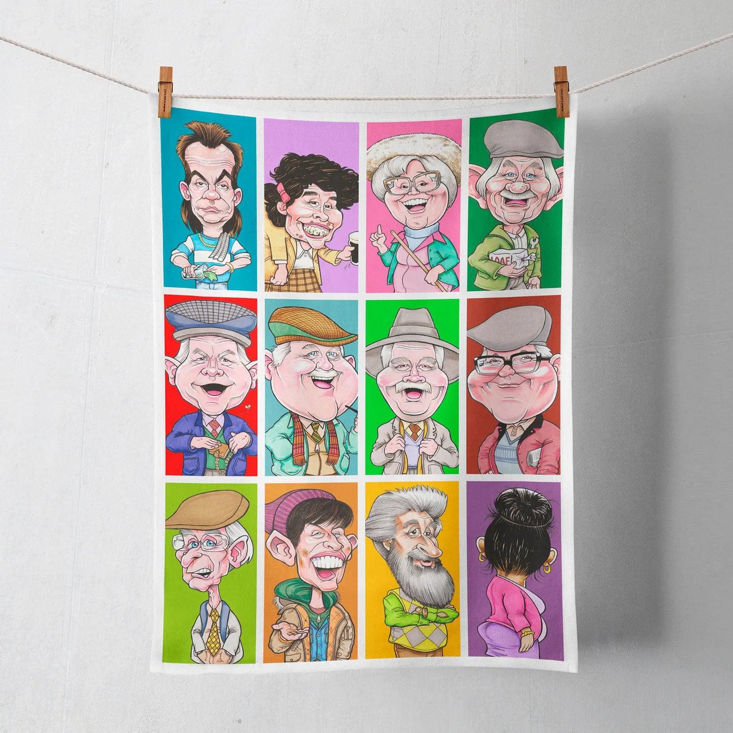 Auld Pals Colour Squares Tea Towel by Pure Mintes