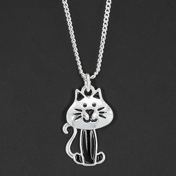 Cute Cat Face Silver Plated Necklace