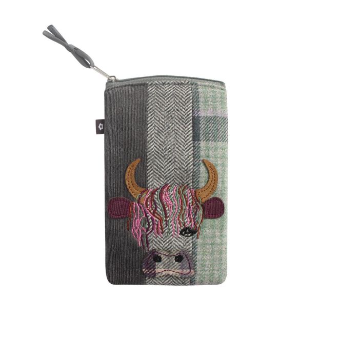 Earth Squared Applique Eye Glasses Case Highland Coo