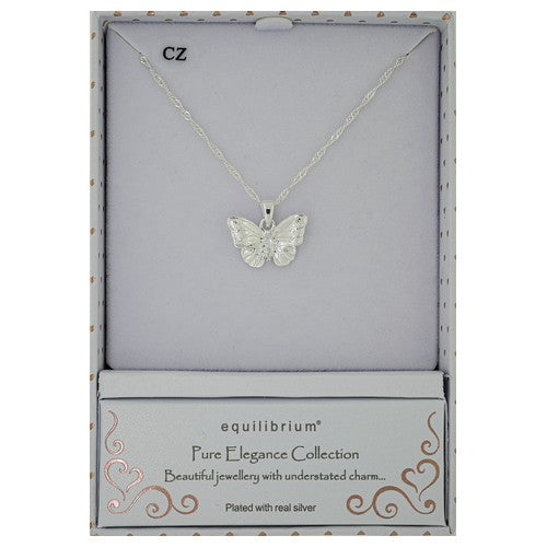 Elegance Classic Butterfly Silver Plated Necklace