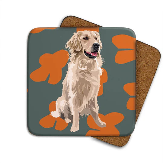 Golden Retreiver coaster by Leslie Gerry
