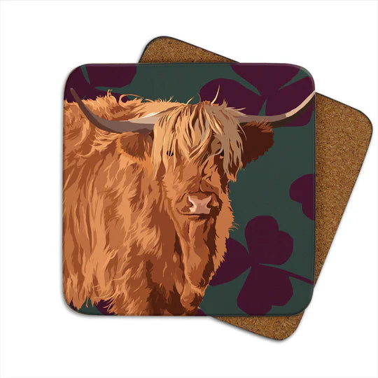 Highland Cow coaster by Leslie Gerry
