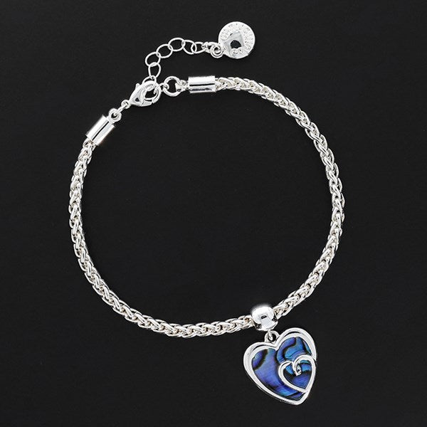 Pau Shell 2 Hearts Silver Plated Bracelet