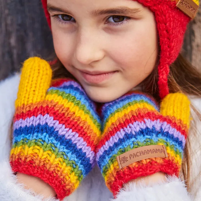 Kids Rainbow mittens 3-5 years by Pachamama