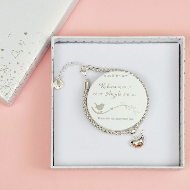Robins appear two tone silver plated bracelet