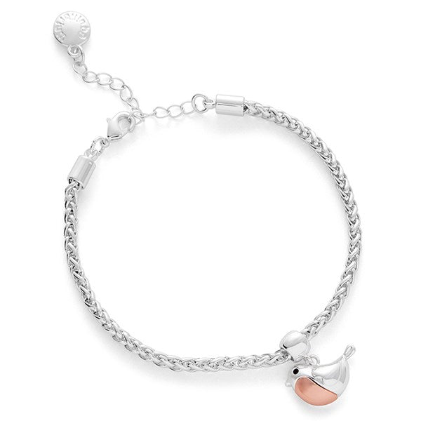 Robins appear two tone silver plated bracelet