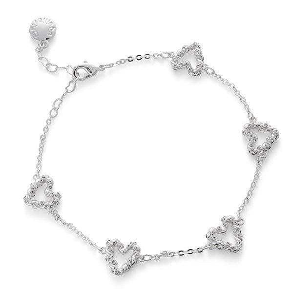 Te Amo Silver Plated Sparkle Twist Heart Bracelet