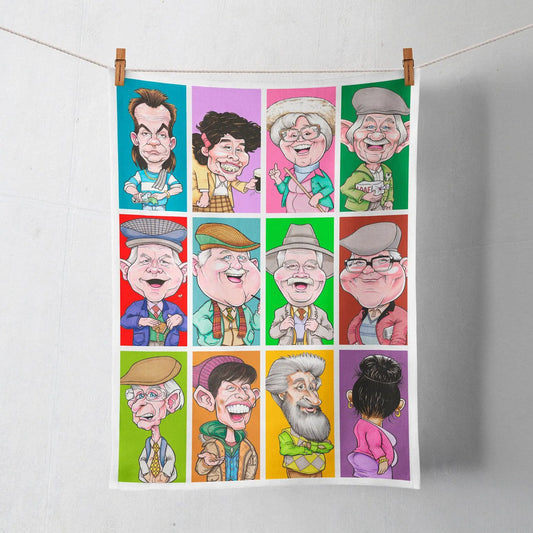 Auld Pals Colour Squares Tea Towel by Pure Mintes