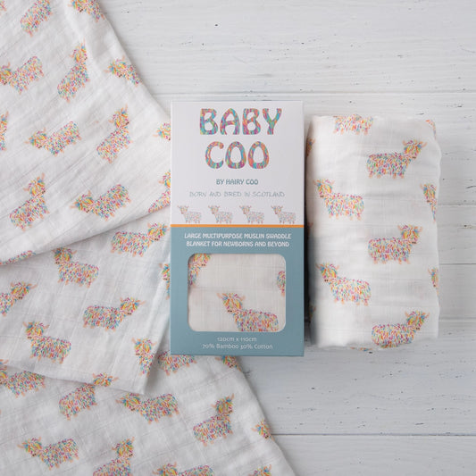 Large multi purpose muslin blanket by Hairy Coo