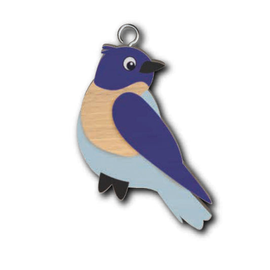Blue Bird Wooden Keyring
