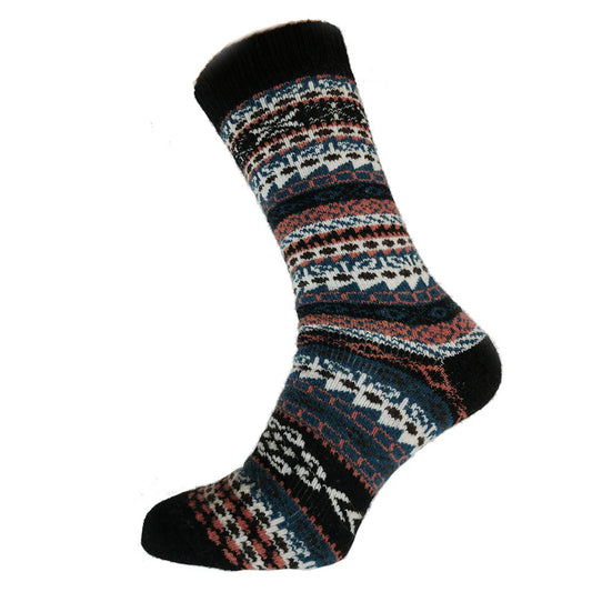 Black, teal & orange Nordic wool blend socks