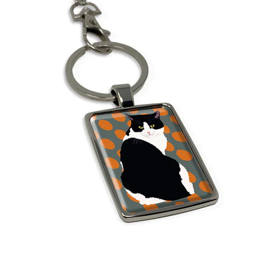 Black and white Cat keyring by Gerry Leslie