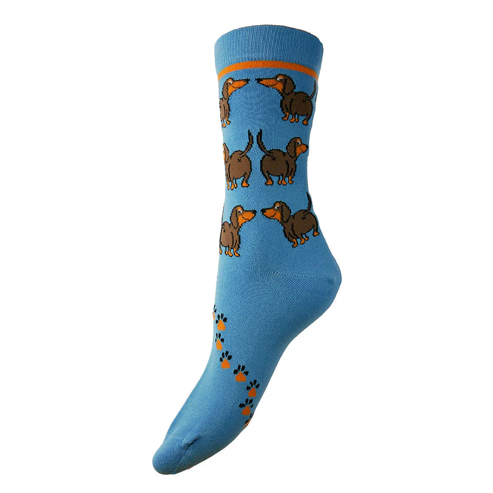 Blue Dachshund Bamboo Socks by Gemjar