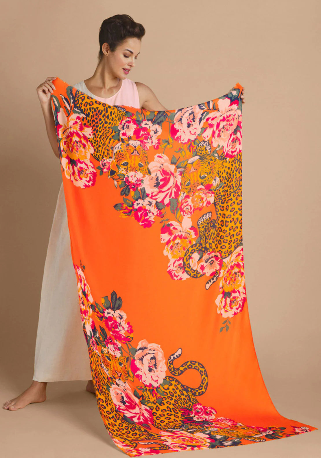 Powder - Tangerine Leopard Oversized Scarf