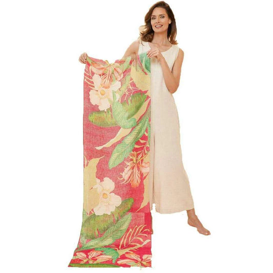 Dark Rose Tropical Linen Scarf