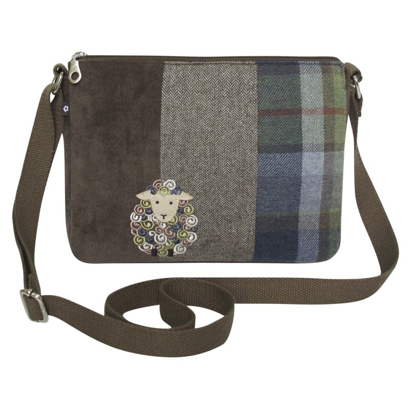 Sheep Tweed Applique Crossbody Messenger Bag by Earth Squared