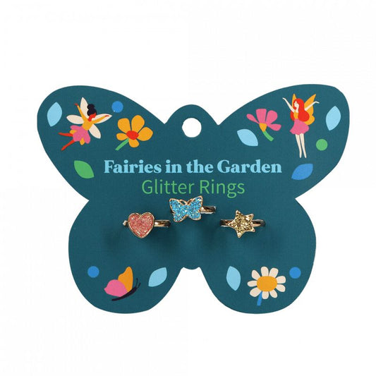 Fairies in the garden glitter rings by Rex London