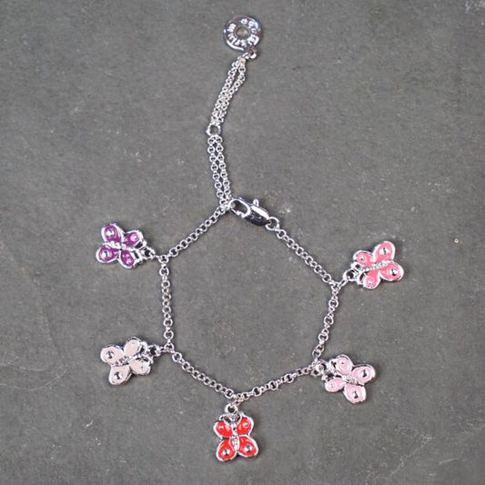 Girls Butterfly Charm Bracelet Silver Plated