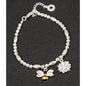 Hand painted Bee Flower Silver Plated Charm Bracelet