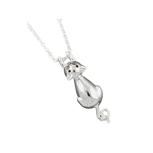 Hanging Cat Silver Plated Necklace