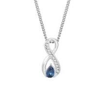 Silver Sapphire Crystal Infinity Necklace