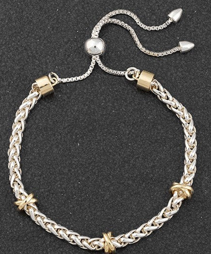 Kiss Two Tone Modern Silver Plated Bracelet