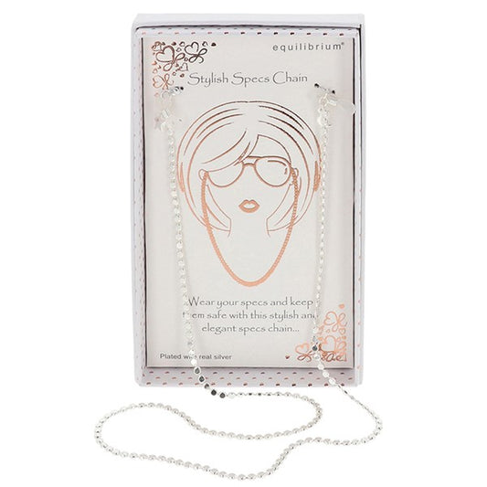 Modern Silver Plated Specs Chain Faceted Beads