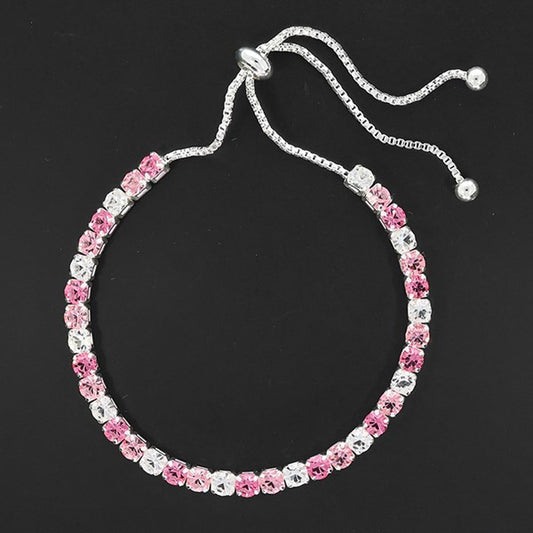 Elegant pastel pink silver plated friendship bracelet
