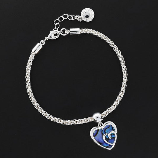 Pau Shell 2 Hearts Silver Plated Bracelet