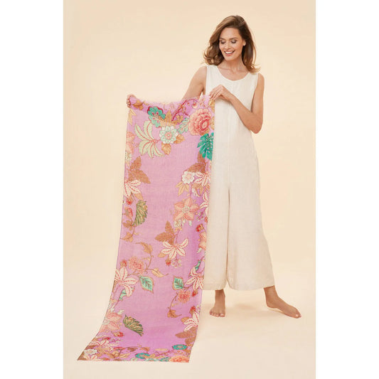 Persian Floral Lavender Linen scarf