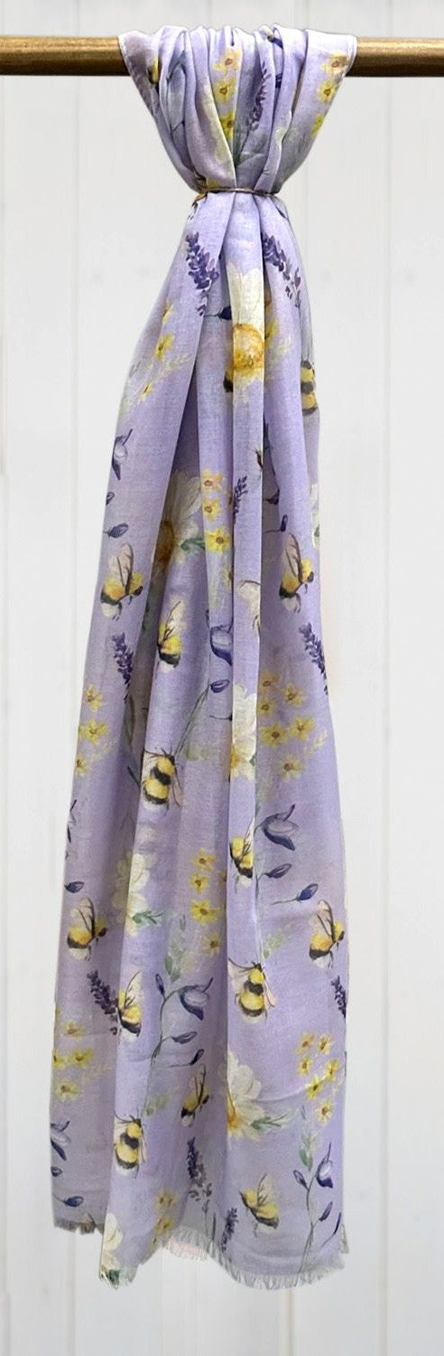 Purple Bee Pattern Scarf
