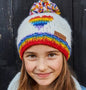 Kids Rainbow Heart Bobble Beanie by Pachamama