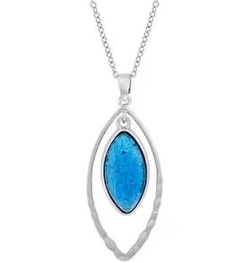 Rhodium blue stone necklace
