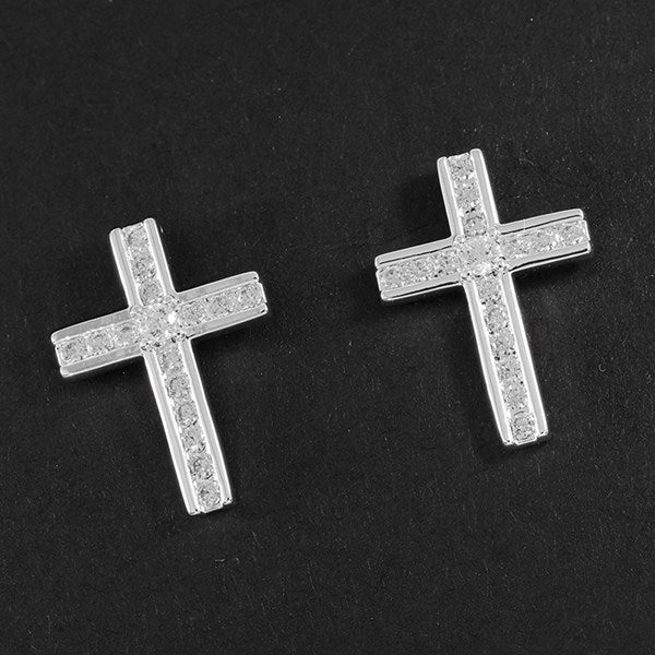 Sparkle Cross Silver Plated Studs
