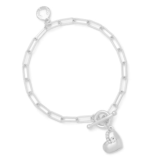 Te Amo Silver Plated Twisted Heart Bracelet