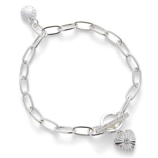 Te Amo Vignete Heart Silver Plated Bracelet