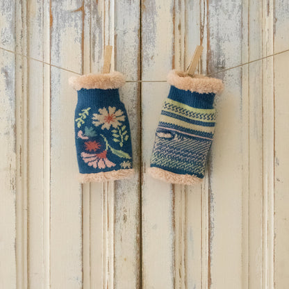 Watercolour Denim Floral Wristwarmers by Powder