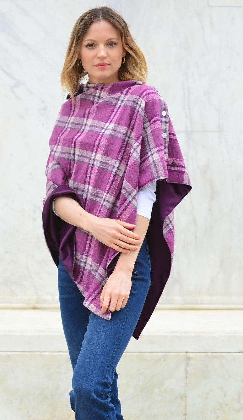 Tweed wrap with satin lining, Winton Pink by Earth Squared